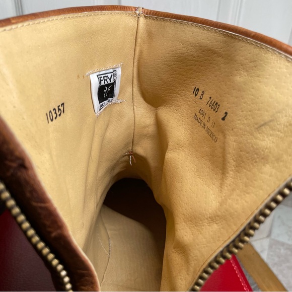 { Frye Moto Boot} Veronica Brown Leather Boots 10 - Picture 9 of 16